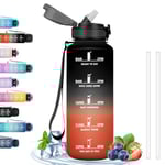 Gourde Sport, Gourde 1.5L anti Fuite, Gourde Paille pour Running, Gourde Graduée avec Slogan de Motivation, Gourde Reutilisable, Facile à Nettoyer, Bouteille d'eau pour Randonnée, Camping, Vélo, Yoga