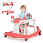 2-in-1 Baby Walker Foldable Activity Baby Push Walker w/Adjustable Height &Speed