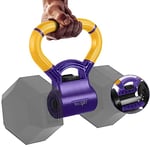 Yes4All Kettlebell Grip - Kettle Grip New Version - Kettle Grip Handle to Convert Dumbbells into Kettlebells for Workouts, b. Atomic Violet/Bicycle Yellow