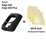 1 étui et 3 films de protection d'écran pour Garmin,compatible avec les modèles Edge 130 plus 520 530 540 830 840 1000 1030 1040 Explore 520 Plus et GPS - Type 520 Plus HD Film