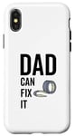 Coque pour iPhone X/XS Ruban adhésif amusant pour fête des pères avec inscription « Dad Can Fit It Handyman »