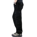 WDXPYA Men'S Cargo Pants,Men Loose Straight Multi Pockets Overalls Long Trousers Mens Casual Cotton Joggers Track Military Tactical Pants(Black),38