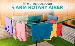 Rotary Airer 4 Arm Clothes Garden Washing Line Dryer 50m Folding Outdoor