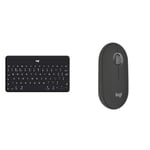 Logitech Keys-To-Go Wireless Bluetooth Keyboard & Pebble Mouse 2 M350s Slim Bluetooth Wireless Mouse