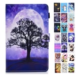 Rose-Otter for Kindle Fire HD 10 (2019) (2017) (2015) Case PU Leather Wallet Flip Case Card Holder Kickstand Shockproof Bumper Cover with Pattern Life Tree