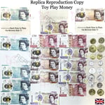 Childrens Kids Play Replica Toy Money Role Shops Cash £ Pound Notes Coins