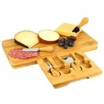 Maison & White Bamboo Cheese Board Serving Platter With Knife Set Picnic DIning