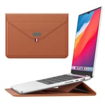 Laptop/MacBook læder Sleeve m/kickstand str. 35x25 cm - Brun