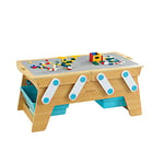 KidKraft Table Enfant Play N Store avec 200 Briques de Construction incluses, Table D'Activités en Bois avec 3 Bacs de Rangement, Jouet Enfant dès 3 Ans, 17512