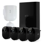 Arlo Ultra2 Outdoor Smart Home Security Camera CCTV System and FREE Security Mount bundle, 4 Camera kit - black, With 90-day free trial Arlo Secure Plan