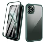ZHIKE iPhone 11 Pro Max Case,Full Body Apple Phone Case Cover Front and Back Tempered Glass Full Screen Coverage One-piece Design Flip Cover (iPHONE 11 PRO MAX, GREEN)