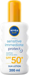 NIVEA SUN Protect and Sensitive Sun Spray 200 ml SPF50 Sensitive Skin Aloe Vera
