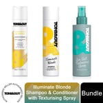 Toni&Guy Bundle of Illuminate Blonde, Shampoo,Conditioner & Texturising Spray