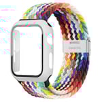 Flätat Solo Loop för Apple Watch-band 44mm 40mm 45mm 41mm 42mm 38mm Fodral+rem Nylon Elastiskt armband Iwatch Serie 3 5 6 Se 7 8 Pride Edition 40mm series 654 se