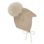 HUTTEliHUT bonnet wool knit alpaca pompom – camel melange - 50/56