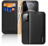 iPhone 13 Pro Plånboksfodral - Dux Ducis Äkta Läder Svart (RFID Skydd)