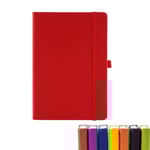 A5-anteckningsbok med linjerade sidor, elastiskt band, PU-läder, klassisk skrivbok, medium premium linjerat papper, 200 sidor (röd)