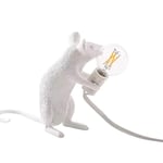 Retro Rat Table Lamp Mouse Desk Light Bedside Resin Mice Lamp Warm Room Decor E12 Base (White Sitting)