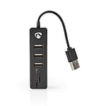 NEDIS Hub USB, 3-Port, USB 2.0, Alimenté par Port USB, SD & MicroSD/3X USB Noir