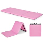 Vikbar mjuk golvmatta med 2 handtag halkfri gymnastikmatta 180 x 60 x 5 cm rosa