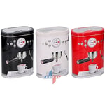 Retro Coffee Tin Coffee Machine Style Hinged Lid Storage Coffee Canister Vintage (White)