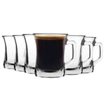 Zen+ Glass Coffee Mugs - 225ml - Clear - Pack of 6