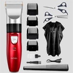 Hair clipper EC-712 Men's Electric Hair Trimmer USB Rechargeable Hair Clipper Hair Cutter for Men Adult Razor (Color : Red Family Set)