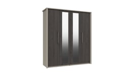 One Call Furniture Lancaster 4 Door 2 Mirror Wardrobe - Dark Grey
