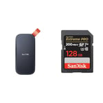 SanDisk 2TB Portable SSD - up to 800MB/s Read Speed, USB 3.2 Gen 2 & 128GB Extreme PRO SDXC card + RescuePRO Deluxe, up to 200MB/s, UHS-I, Class 10, U3, V30