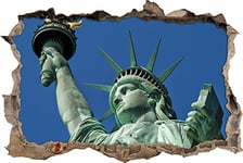 pixxp Rint 3D WD s2366 _ 92 x 62 riesige Statue de la Liberté percée 3D Sticker Mural Mural en Vinyle, Multicolore, 92 x 62 x 0,02 cm