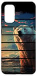 Coque pour Galaxy S20 Rétro coucher de soleil blanc ours polaire lac artique réaliste anime art