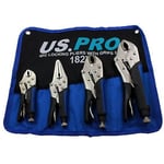 US PRO Locking Pliers 4pc Mole Grips Adjustable Wrench Vice Grips Pliers 1827