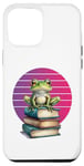 Coque pour iPhone 14 Pro Max Smart Frog sur les livres Grenouille lisant des livres