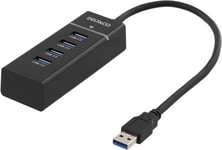 USB 3.1-hub Deltaco, 4xUSB 3.1, plast - Svart