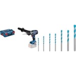 Bosch Professional BITURBO Cordless Impact Drill GSB 18V-150 C (Without Batteries and Charger, in L-BOXX 136) + 7X Expert CYL-9 MultiConstruction Drill Set (for Concrete, Ø 4-12 mm, Accessories)