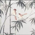 Arthouse Birds & Bamboo Wallpaper Textured Grey Pink Jungle Tropical 296401.