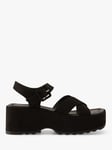 Mango Spicy Platform Leather Cross Over Strap Sandals Black 4 female Upper: Polyester, Sole: Polyurethane, Lining: Polyurethane