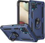 PIXFAB For Samsung Galaxy A12 Case, Shockproof Case, Protective Ring Armour Phone Cover with [Kickstand], Dual Layer Shock Absorption, Phone Case For Samsung Galaxy A12 SM-A125F (6.5") - Blue