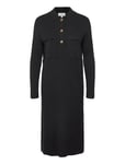 Objnoelle Polo Knit Dress Knälång Klänning Black Object