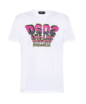 Dsquared2 Mens Space Invaders Logo Cool Fit White T-Shirt - Size X-Large
