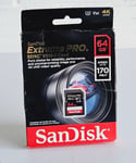 SanDisk Extreme PRO 64GB Class 10 - SDXC Memory Card up to 170MB/s - New Boxed
