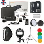 UK Godox 2.4 TTL HSS AD200 Flash+X2T-N Trigger+60*60Softbox+2m Light Stand Kit
