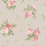 English Florals Floral Beige Green & Red Galerie Wallpaper G34317 NEW (C1)