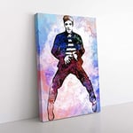 Big Box Art Elvis Presley The Jailhouse Rock in Abstract Canvas Wall Art Print Ready to Hang Picture, 76 x 50 cm (30 x 20 Inch), Grey, Blue, Maroon, Mauve, Purple