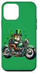 Coque pour iPhone 12 mini St. Patricks Ride: Bulldog on a Classic Motorcycle