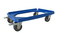ALUTEC Chariot pour boîtes en plastique (pour boîtes de 610x410 mm, capacité de charge de 250 kg, roulettes légères, 2 avec frein, aide au transport, couleur bleue) 05200