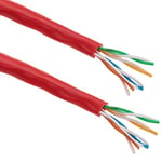 BeMatik - Coil câble CCA 24AWG UTP catégorie 5e plein rouge 100m