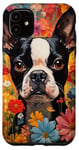 iPhone 11 Boston Terrier In Flower Garden Dog Art Lovers Design Case