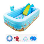 210 * 143" 60Cm Indoor Family Inflatable Kiddie Pool 2 in 1 Inflatable Slide Inflatable Shooting Frame Thickened Super Large Infant Baby Folding Bucket