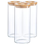 Glass Storage Jars with Wooden Lids 1.5 Litre Pack of 3